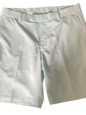 G/FORE Maverick Golf Shorts Men 34 BlueStone Tan Stretch Side Stripe Flat Front